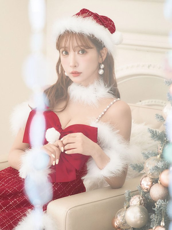 画像12: 【ノベルティ対象】【即日発送！】【サンタコス 5点セット】【S-XLサイズ/1カラー】リボンキャミソールフレアツイードサンタコスプレ[YMT]