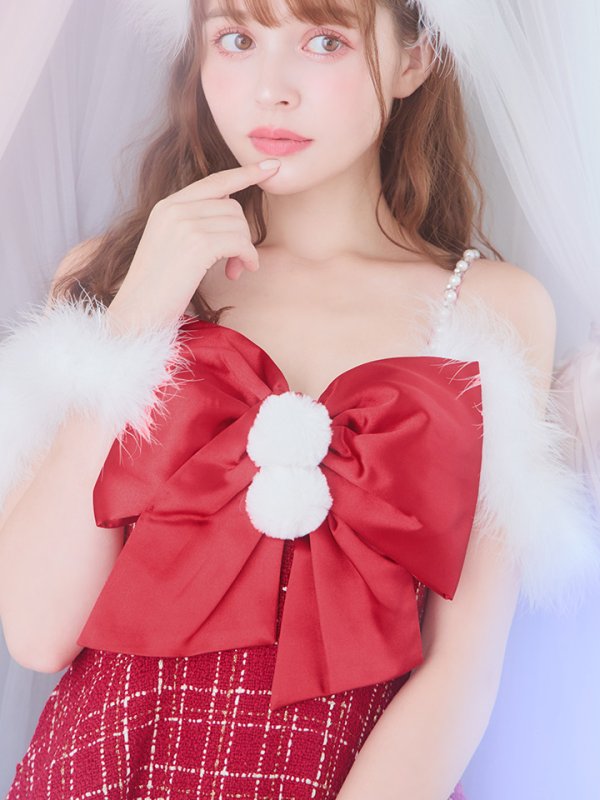 画像36: 【ノベルティ対象】【即日発送！】【サンタコス 5点セット】【S-XLサイズ/1カラー】リボンキャミソールフレアツイードサンタコスプレ[YMT]