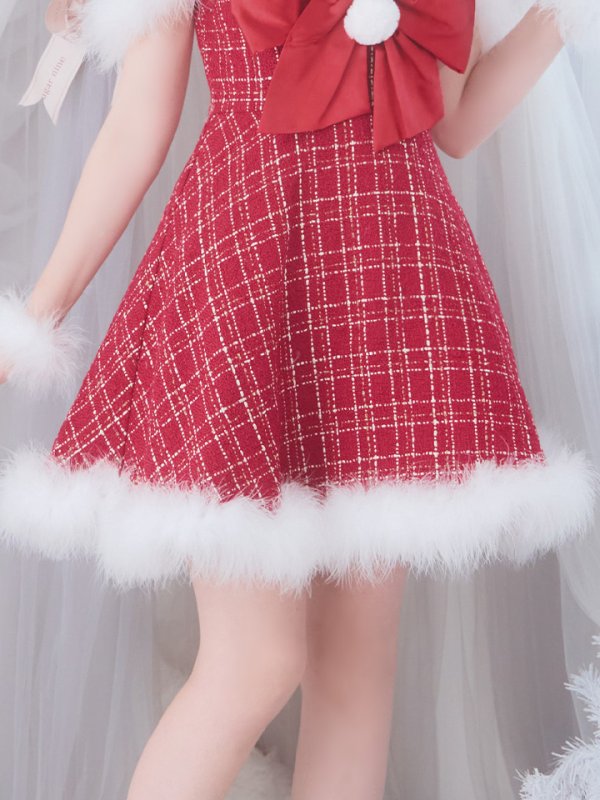 画像37: 【ノベルティ対象】【即日発送！】【サンタコス 5点セット】【S-XLサイズ/1カラー】リボンキャミソールフレアツイードサンタコスプレ[YMT]