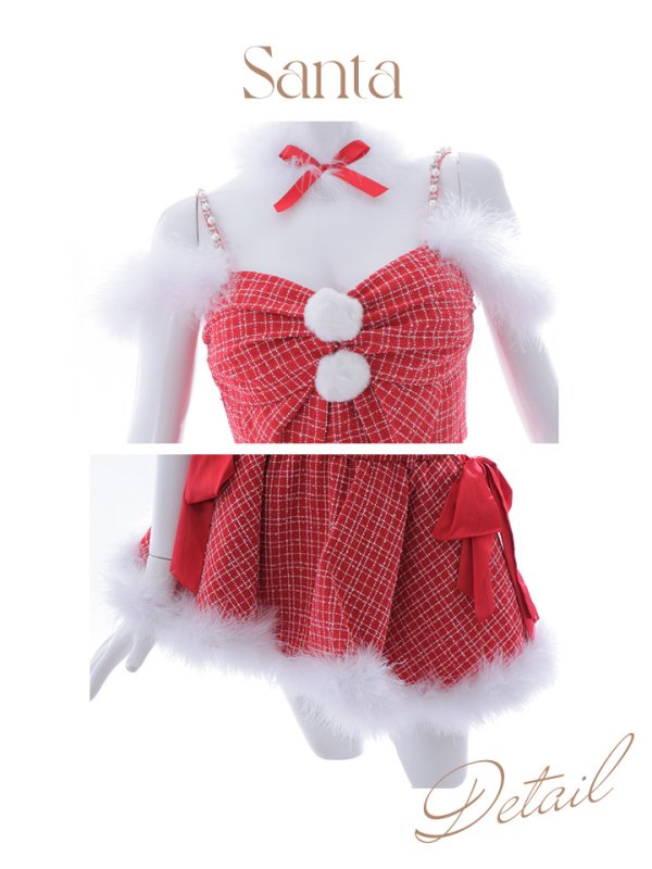 画像19: SALE!【サンタコス 6点セット】【XS-Mサイズ/1カラー】リボンモチーフセットアップフレアサンタコスプレ】[YMT]