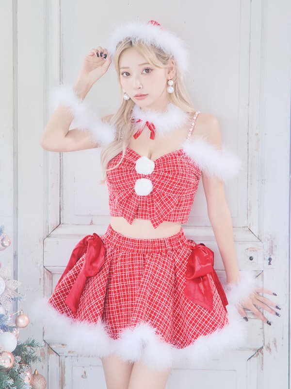 画像4: SALE!【サンタコス 6点セット】【XS-Mサイズ/1カラー】リボンモチーフセットアップフレアサンタコスプレ】[YMT]
