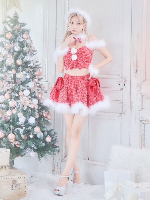 画像5: SALE!【サンタコス 6点セット】【XS-Mサイズ/1カラー】リボンモチーフセットアップフレアサンタコスプレ】[YMT]