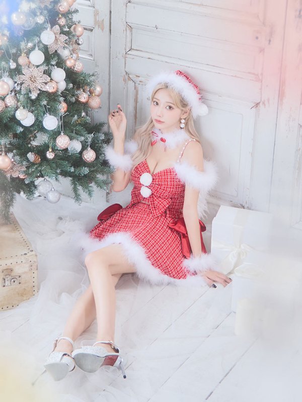 画像6: SALE!【サンタコス 6点セット】【XS-Mサイズ/1カラー】リボンモチーフセットアップフレアサンタコスプレ】[YMT]