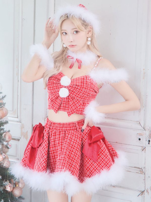 画像7: SALE!【サンタコス 6点セット】【XS-Mサイズ/1カラー】リボンモチーフセットアップフレアサンタコスプレ】[YMT]
