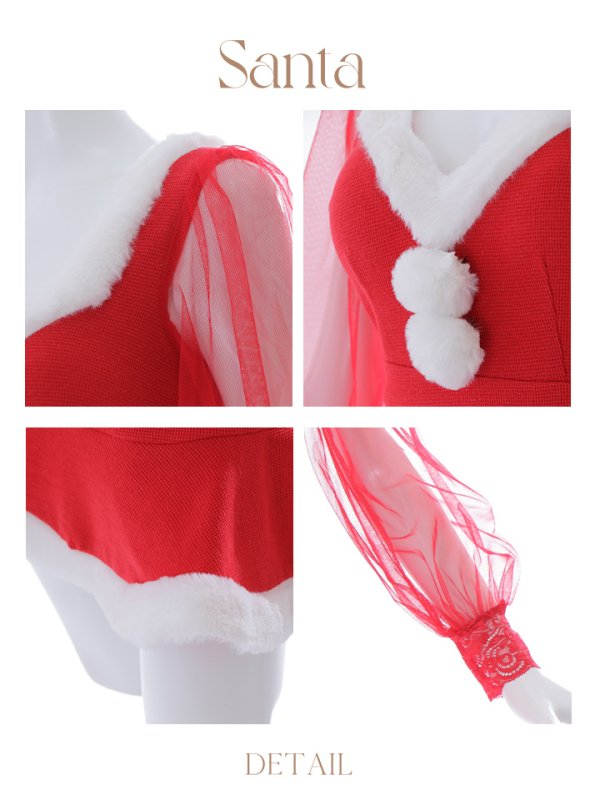 画像20: SALE!【サンタコス3点セット】【S-XLサイズ/1カラー】ワッフル生地長袖ドレスサンタ[YMT]