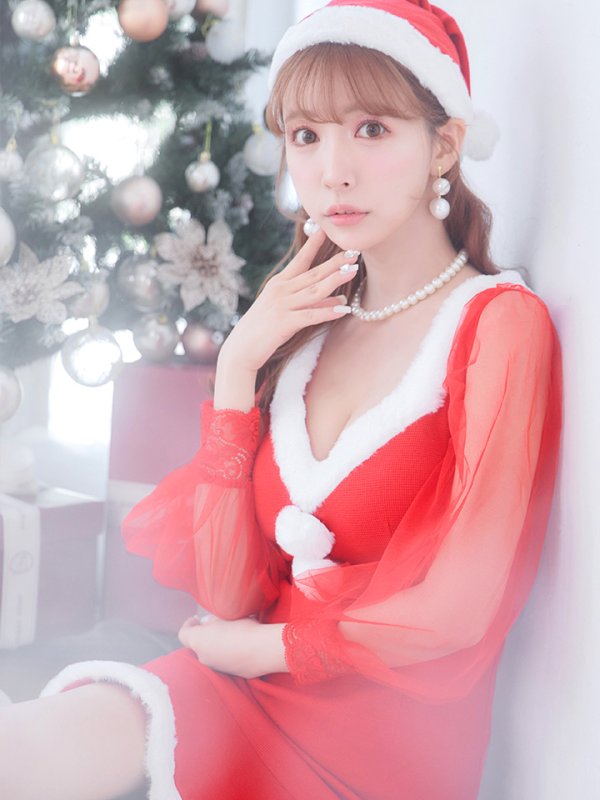 画像12: SALE!【サンタコス3点セット】【S-XLサイズ/1カラー】ワッフル生地長袖ドレスサンタ[YMT]