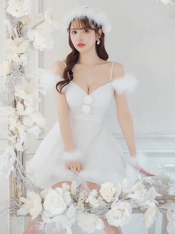 画像1: 【即日発送！】【サンタコス 4点セット】【S-Lサイズ/3カラー】フレアチュールサンタコスプレ[YMT]