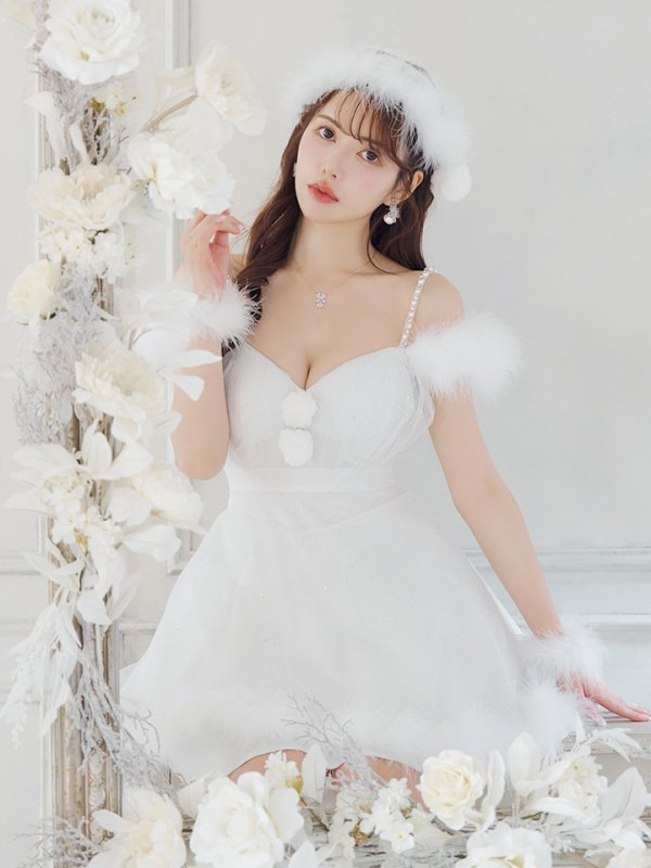 画像8: 【ノベルティ対象】【即日発送！】【サンタコス 4点セット】【S-Lサイズ/3カラー】フレアチュールサンタコスプレ[YMT]