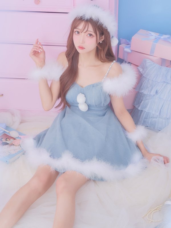 画像1: 【即日発送！】【サンタコス 4点セット】【S-Lサイズ/3カラー】フレアチュールサンタコスプレ[YMT]