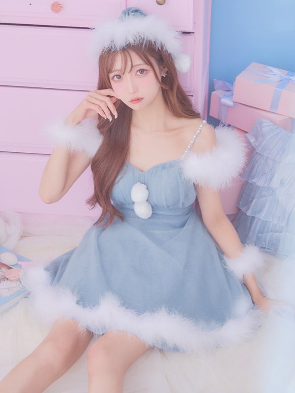 画像33: 【ノベルティ対象】【即日発送！】【サンタコス 4点セット】【S-Lサイズ/3カラー】フレアチュールサンタコスプレ[YMT]