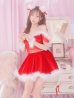 画像24: 即日発送!【サンタコス 5点セット】【S-Lサイズ/2カラー】サテンリボンファーサンタコスプレ[YMT]