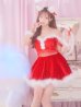 画像27: 即日発送!【サンタコス 5点セット】【S-Lサイズ/2カラー】サテンリボンファーサンタコスプレ[YMT]
