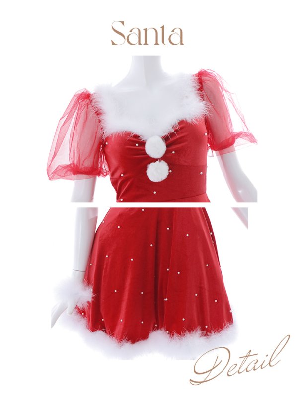 画像19: SALE!【サンタコス 4点セット】【S-Lサイズ/1カラー】ベロアパールフレアスカートサンタコスプレ[YMT]
