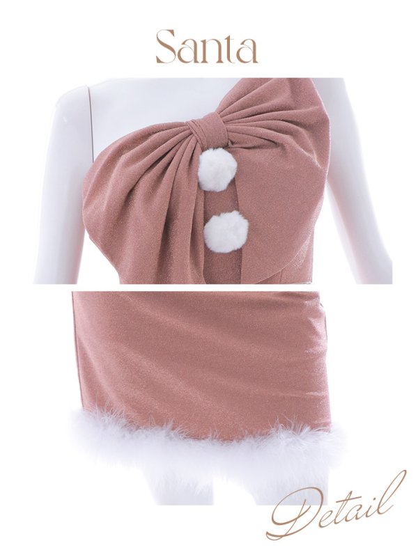 画像35: 【ノベルティ対象】即日発送!【サンタコス4点セット】【S-Lサイズ/1カラー】ワンショルダーリボンラメサンタコスプレ[YMT]