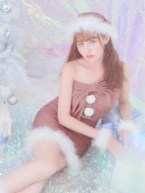 【即日発送】【サンタコス4点セット】【S-Lサイズ/1カラー】ワンショルダーリボンサンタコスプレ[YMT]