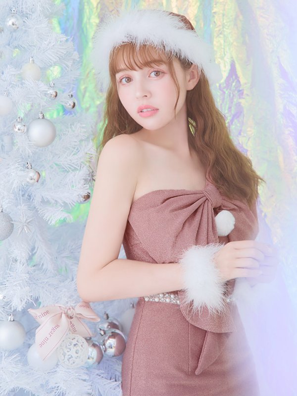 画像27: 【ノベルティ対象】即日発送!【サンタコス4点セット】【S-Lサイズ/1カラー】ワンショルダーリボンラメサンタコスプレ[YMT]