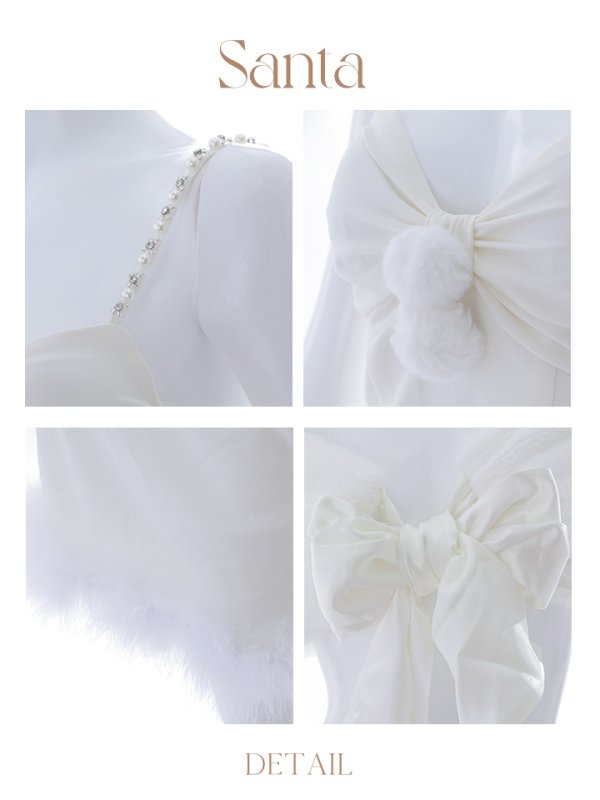 画像28: 【ノベルティ対象】【即日発送！】【サンタコス 5点セット】【S-Lサイズ/2カラー】サテンリボンファーサンタコスプレ[YMT]