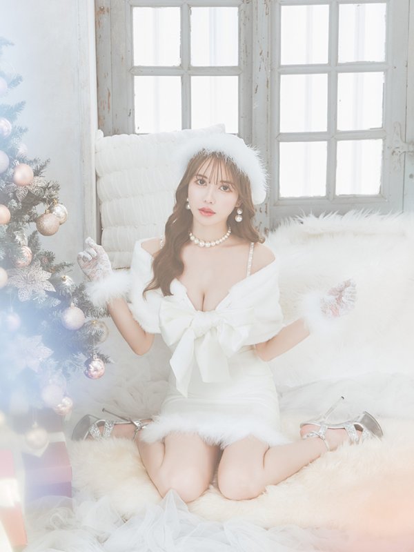 画像15: 【ノベルティ対象】【即日発送！】【サンタコス 5点セット】【S-Lサイズ/2カラー】サテンリボンファーサンタコスプレ[YMT]