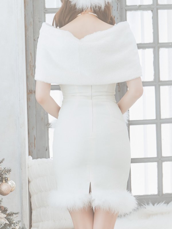 画像18: 【ノベルティ対象】【即日発送！】【サンタコス 5点セット】【S-Lサイズ/2カラー】サテンリボンファーサンタコスプレ[YMT]