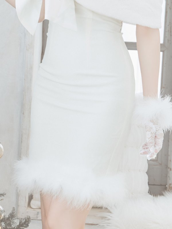 画像20: 【ノベルティ対象】【即日発送！】【サンタコス 5点セット】【S-Lサイズ/2カラー】サテンリボンファーサンタコスプレ[YMT]