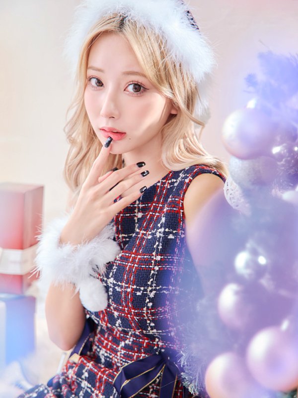 画像8: SALE!【サンタコス 4点セット】【S-Lサイズ/2カラー】サイドリボンツイードサンタコスプレ[YMT]