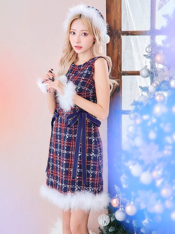 画像14: SALE!【サンタコス 4点セット】【S-Lサイズ/2カラー】サイドリボンツイードサンタコスプレ[YMT]