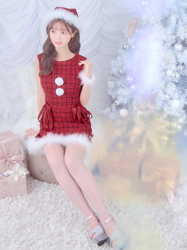 画像13: 【サンタSALE!!】【サンタコス 4点セット】【S-Lサイズ/2カラー】サイドリボンツイードサンタコスプレ[OF04]