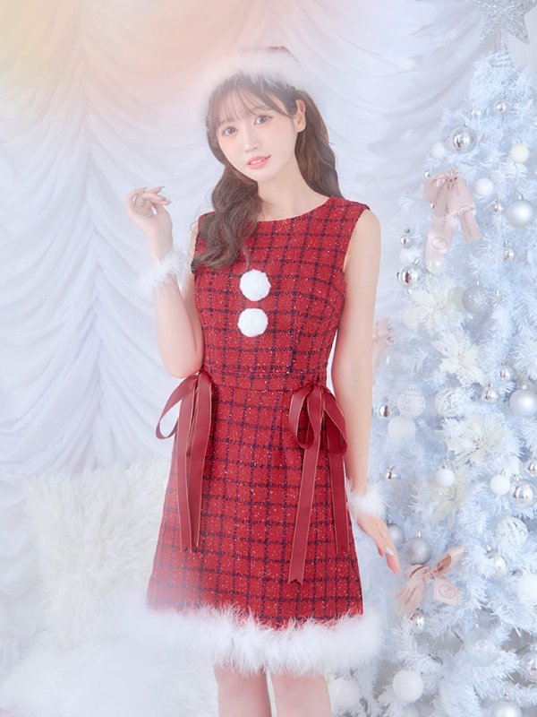 画像14: 【サンタSALE!!】【サンタコス 4点セット】【S-Lサイズ/2カラー】サイドリボンツイードサンタコスプレ[OF04]