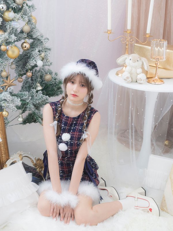 画像7: SALE!【サンタコス 4点セット】【S-Lサイズ/2カラー】サイドリボンツイードサンタコスプレ[OF04]