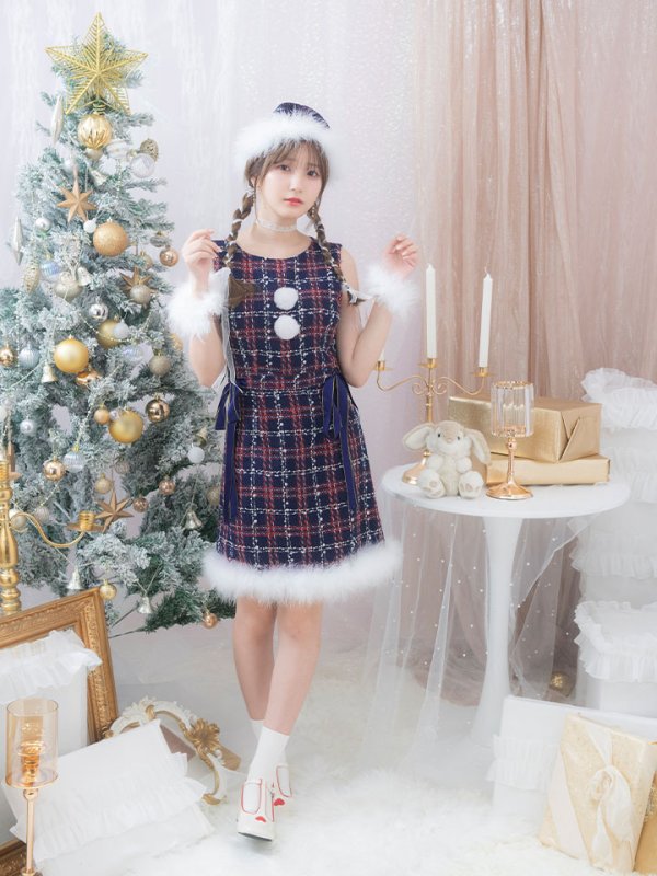 画像10: SALE!【サンタコス 4点セット】【S-Lサイズ/2カラー】サイドリボンツイードサンタコスプレ[OF04]