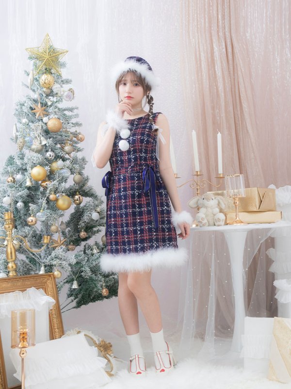 画像12: SALE!【サンタコス 4点セット】【S-Lサイズ/2カラー】サイドリボンツイードサンタコスプレ[OF04]