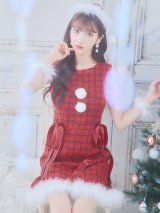SALE!【サンタコス 4点セット】【S-Lサイズ/2カラー】サイドリボンツイードサンタコスプレ[YMT]