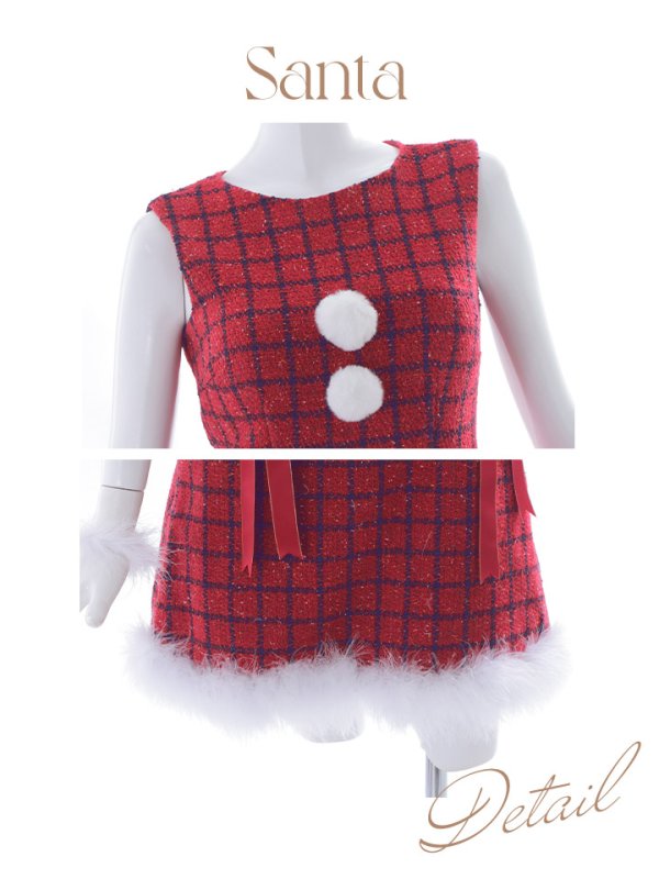 画像40: SALE!【サンタコス 4点セット】【S-Lサイズ/2カラー】サイドリボンツイードサンタコスプレ[YMT]