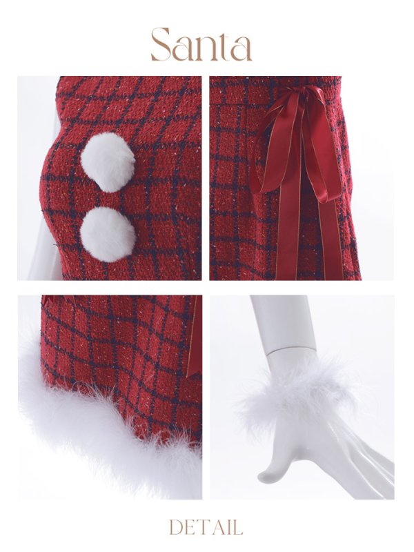 画像41: SALE!【サンタコス 4点セット】【S-Lサイズ/2カラー】サイドリボンツイードサンタコスプレ[YMT]
