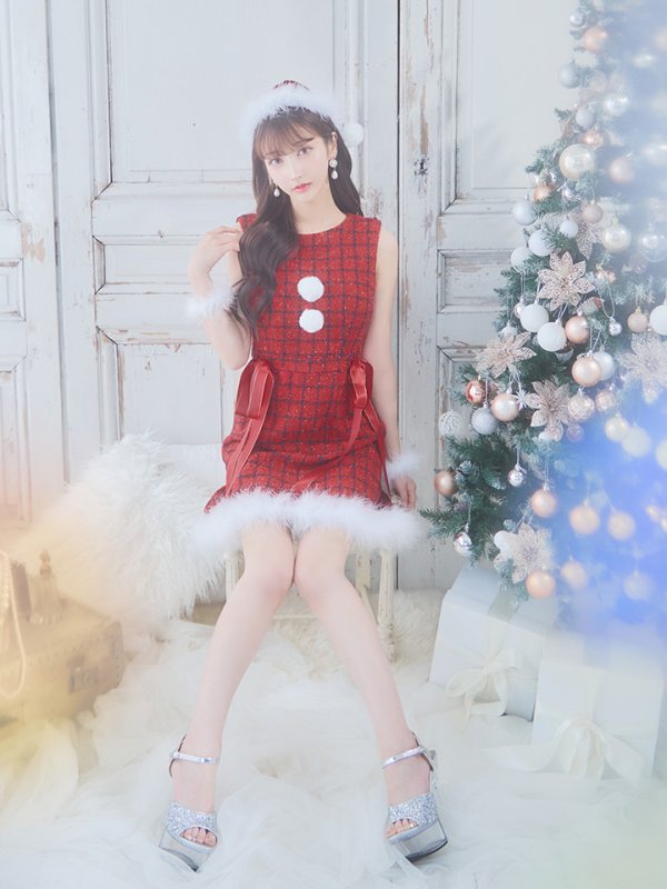 画像27: SALE!【サンタコス 4点セット】【S-Lサイズ/2カラー】サイドリボンツイードサンタコスプレ[YMT]