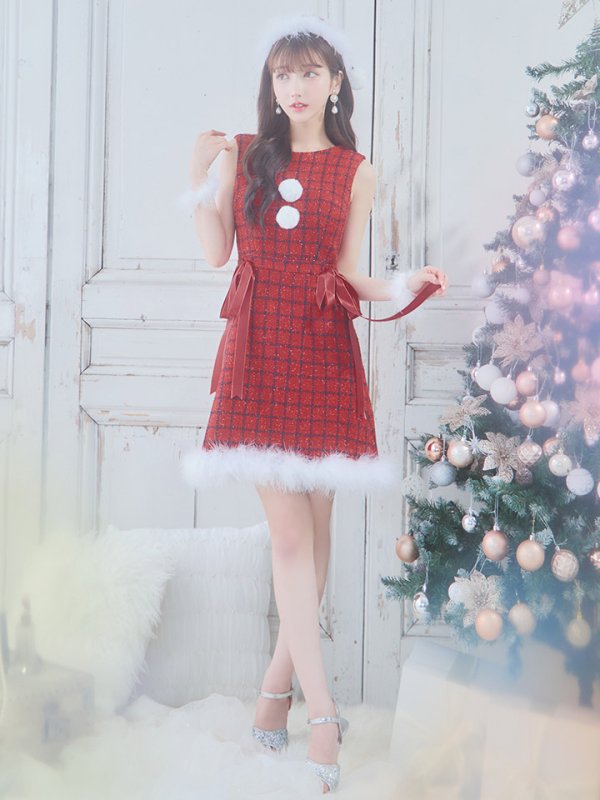 画像30: SALE!【サンタコス 4点セット】【S-Lサイズ/2カラー】サイドリボンツイードサンタコスプレ[YMT]