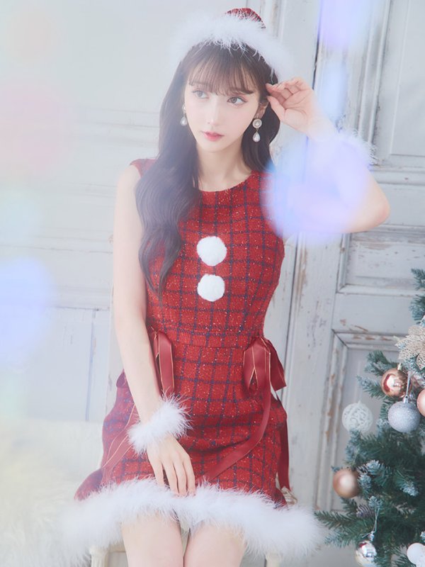 画像31: SALE!【サンタコス 4点セット】【S-Lサイズ/2カラー】サイドリボンツイードサンタコスプレ[YMT]