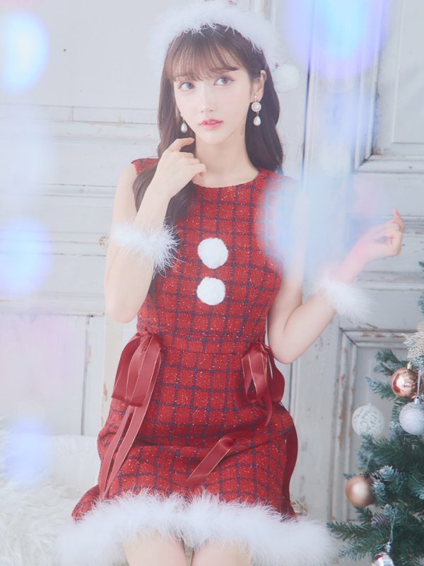 画像32: SALE!【サンタコス 4点セット】【S-Lサイズ/2カラー】サイドリボンツイードサンタコスプレ[YMT]