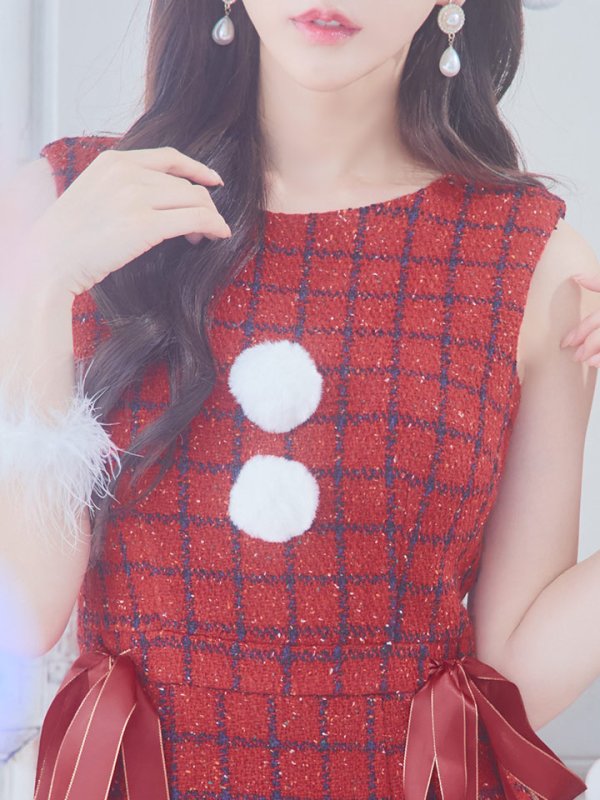 画像37: SALE!【サンタコス 4点セット】【S-Lサイズ/2カラー】サイドリボンツイードサンタコスプレ[YMT]