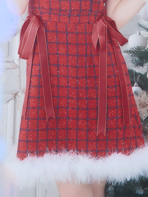 画像38: SALE!【サンタコス 4点セット】【S-Lサイズ/2カラー】サイドリボンツイードサンタコスプレ[YMT]