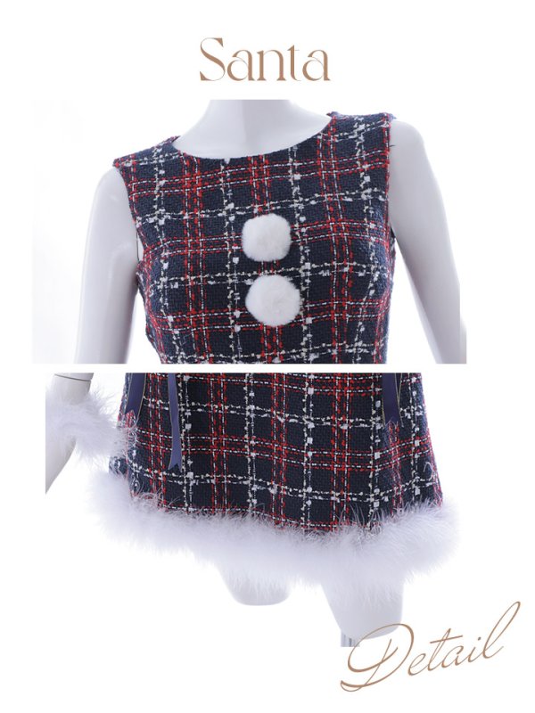 画像19: SALE!【サンタコス 4点セット】【S-Lサイズ/2カラー】サイドリボンツイードサンタコスプレ[YMT]