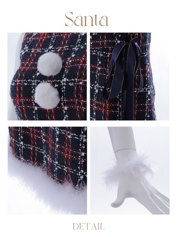 画像20: SALE!【サンタコス 4点セット】【S-Lサイズ/2カラー】サイドリボンツイードサンタコスプレ[YMT]