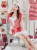 画像15: 【即日発送！】【サンタコス 6点セット】【XS-Lサイズ/1カラー】ショルダーリボン赤チェックタイトサンタ[YMT]