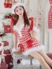 画像16: 【即日発送！】【サンタコス 6点セット】【XS-Lサイズ/1カラー】ショルダーリボン赤チェックタイトサンタ[YMT]