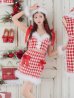 画像1: 【即日発送！】【サンタコス 6点セット】【XS-Lサイズ/1カラー】ショルダーリボン赤チェックタイトサンタ[YMT] (1)