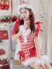 画像2: 【即日発送！】【サンタコス 6点セット】【XS-Lサイズ/1カラー】ショルダーリボン赤チェックタイトサンタ[YMT] (2)