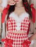 画像6: 【即日発送！】【サンタコス 6点セット】【XS-Lサイズ/1カラー】ショルダーリボン赤チェックタイトサンタ[YMT]