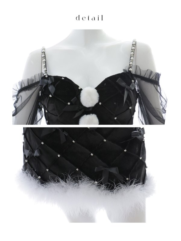 画像44: 【ノベルティ対象】【即日発送！】【サンタコス 3点セット】【XS-XLサイズ/2カラー】キルティングリボン袖付きタイトサンタ[YMT]