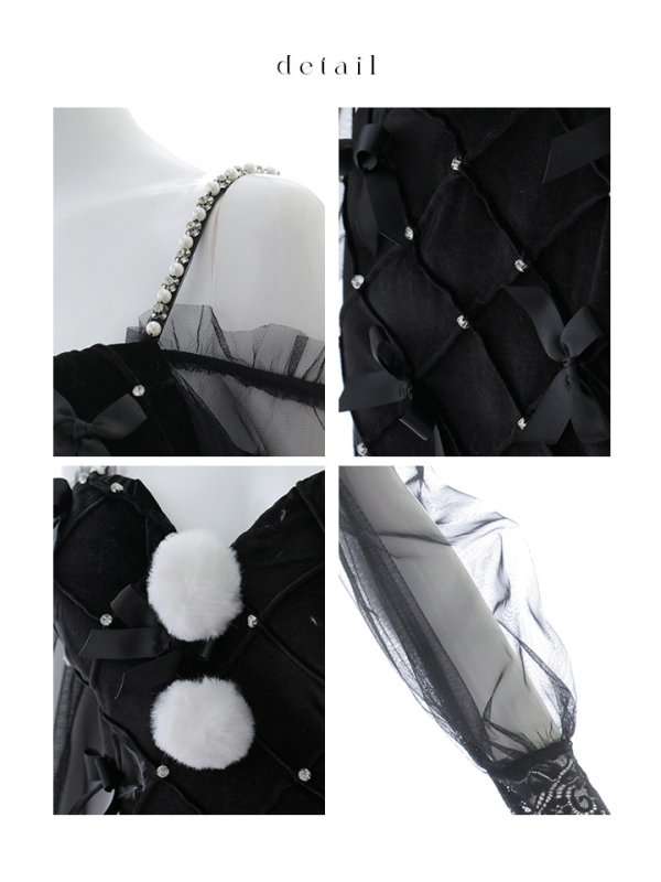 画像45: 【ノベルティ対象】【即日発送！】【サンタコス 3点セット】【XS-XLサイズ/2カラー】キルティングリボン袖付きタイトサンタ[YMT]