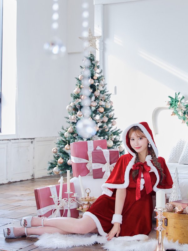 画像26: 【即日発送！】【サンタコス 4点セット】【S-Lサイズ/2カラー】ポンチョ付きフレアサンタコスプレ[OF04]